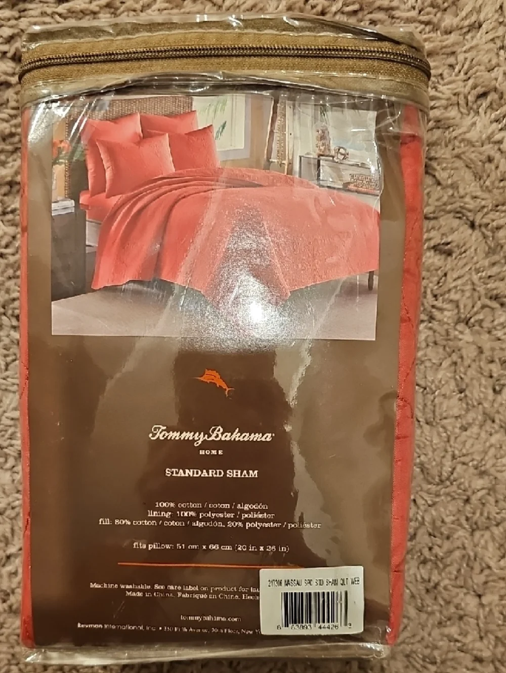 Tommy Bahama Sham Red Fits A Pillow 20 In X 26 In  100 Percent Cotton Nassau
